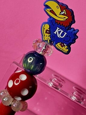 KU Jayhawk Sparkly/Blingy Custom Created Super Fan Beaded Pen